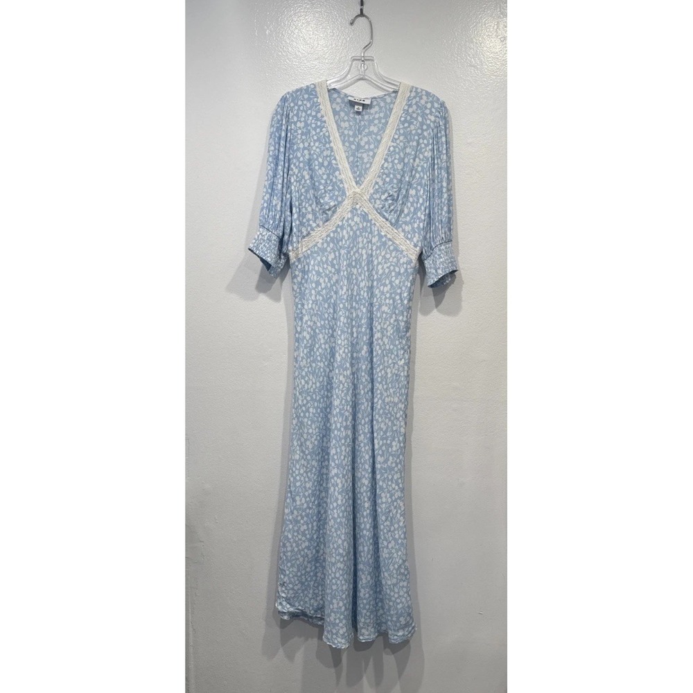 Rixo X Target Light Blue Floral Midi Dress Size 16 Cottage Core Romantic Coastal